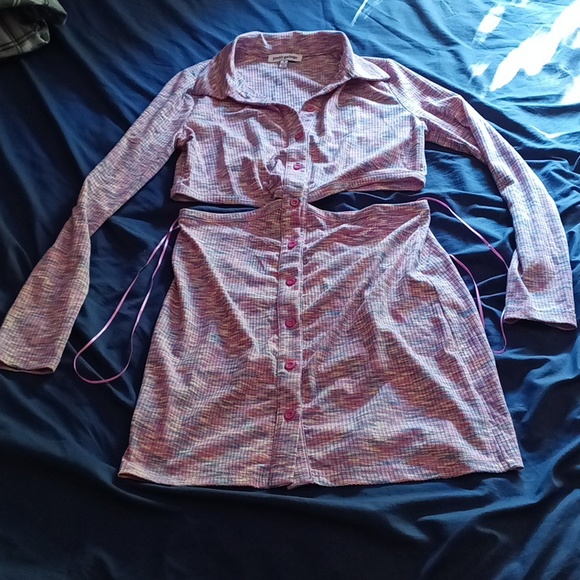 Pretty garbage Cutout Collared Mini Dress In Pink - Picture 3 of 4